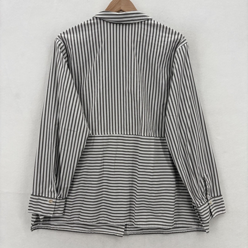 J Jill Shirt Womens 2X Black White Stripe Button Front Tunic Stretch Nautical - Picture 12 of 13